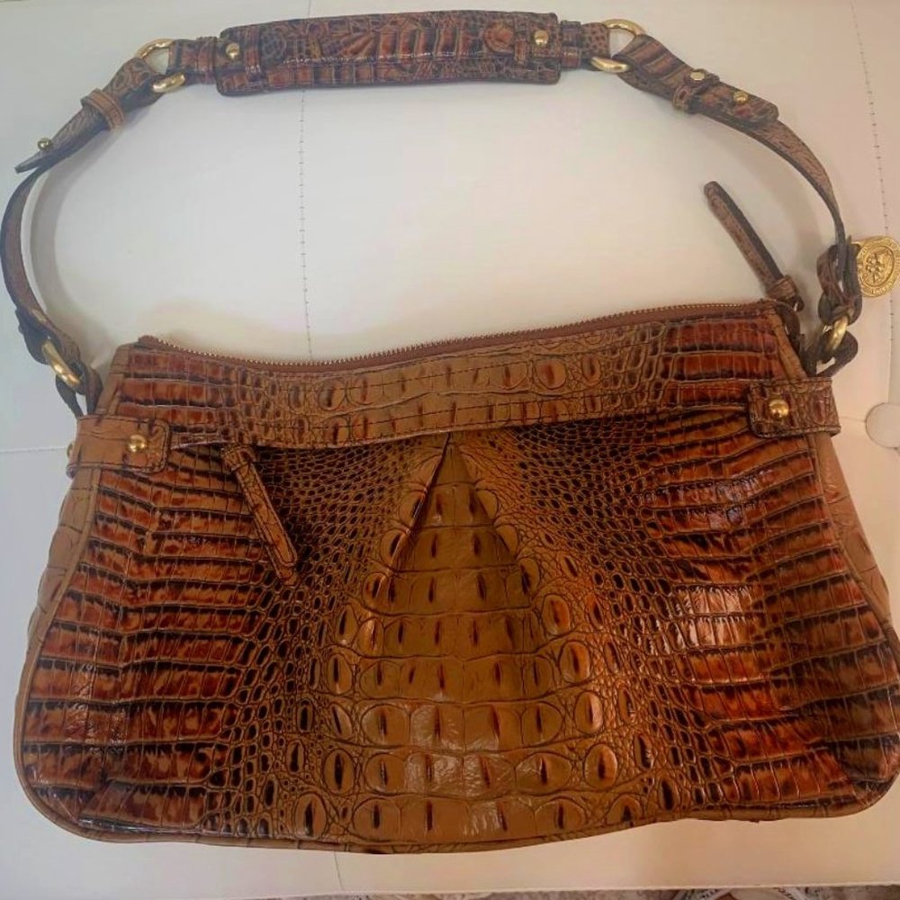 Brahmin Brown Croc Purse Excellent